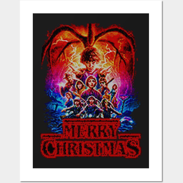 Stranger Things Ugly Christmas Sweater Wall Art by HappyLlama